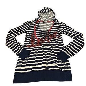 Blue, White, and Pink Chance or Fate Striped Long Sleeve Sweatshirt Juniors